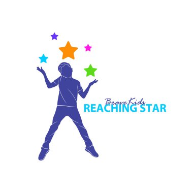 Erişilen Yıldızların Logo Tasarım Şablonu. Çocuklar Rüya Yıldızı Logo Vektörü. Amblem, Renkli, Yaratıcı Sembol, Simge