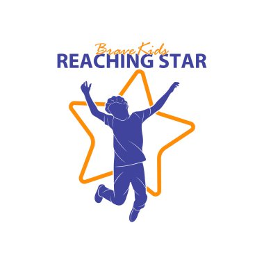 Erişilen Yıldızların Logo Tasarım Şablonu. Çocuklar Rüya Yıldızı Logo Vektörü. Amblem, Renkli, Yaratıcı Sembol, Simge