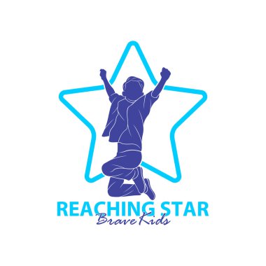 Erişilen Yıldızların Logo Tasarım Şablonu. Çocuklar Rüya Yıldızı Logo Vektörü. Amblem, Renkli, Yaratıcı Sembol, Simge