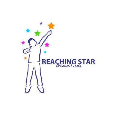 Erişilen Yıldızların Logo Tasarım Şablonu. Çocuklar Rüya Yıldızı Logo Vektörü. Amblem, Renkli, Yaratıcı Sembol, Simge