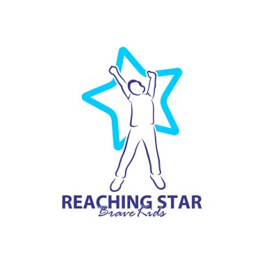 Erişilen Yıldızların Logo Tasarım Şablonu. Çocuklar Rüya Yıldızı Logo Vektörü. Amblem, Renkli, Yaratıcı Sembol, Simge