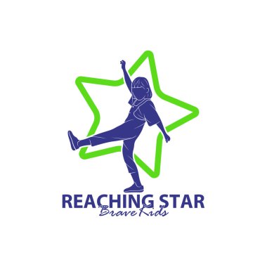 Erişilen Yıldızların Logo Tasarım Şablonu. Çocuklar Rüya Yıldızı Logo Vektörü. Amblem, Renkli, Yaratıcı Sembol, Simge