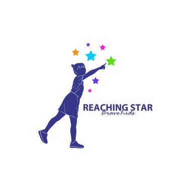 Erişilen Yıldızların Logo Tasarım Şablonu. Çocuklar Rüya Yıldızı Logo Vektörü. Amblem, Renkli, Yaratıcı Sembol, Simge
