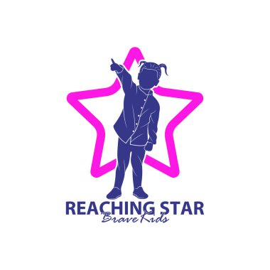 Erişilen Yıldızların Logo Tasarım Şablonu. Çocuklar Rüya Yıldızı Logo Vektörü. Amblem, Renkli, Yaratıcı Sembol, Simge