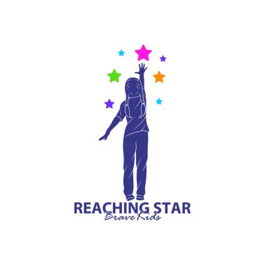 Erişilen Yıldızların Logo Tasarım Şablonu. Çocuklar Rüya Yıldızı Logo Vektörü. Amblem, Renkli, Yaratıcı Sembol, Simge
