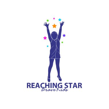 Erişilen Yıldızların Logo Tasarım Şablonu. Çocuklar Rüya Yıldızı Logo Vektörü. Amblem, Renkli, Yaratıcı Sembol, Simge