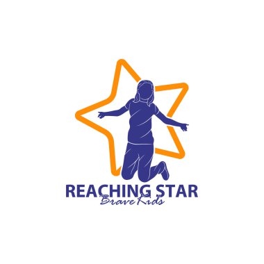 Erişilen Yıldızların Logo Tasarım Şablonu. Çocuklar Rüya Yıldızı Logo Vektörü. Amblem, Renkli, Yaratıcı Sembol, Simge