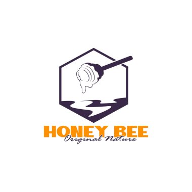 Bal arısı logosu tasarımı. Bal peteği tasarım vektör çizimi, marka için modern konsept