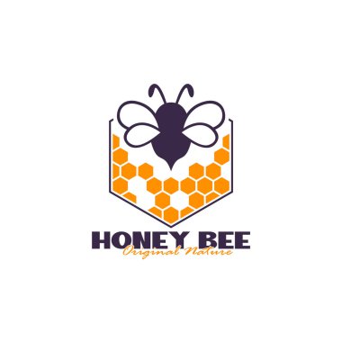 Bal arısı logosu tasarımı. Bal peteği tasarım vektör çizimi, marka için modern konsept