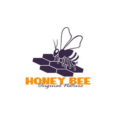 Bal arısı logosu tasarımı. Bal peteği tasarım vektör çizimi, marka için modern konsept