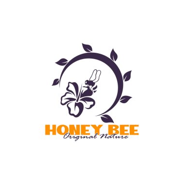 Bal arısı logosu tasarımı. Bal peteği tasarım vektör çizimi, marka için modern konsept