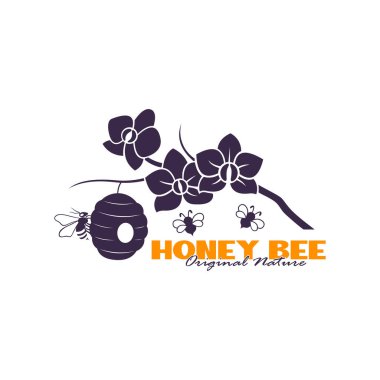 Bal arısı logosu tasarımı. Bal peteği tasarım vektör çizimi, marka için modern konsept