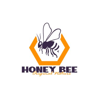 Bal arısı logosu tasarımı. Bal peteği tasarım vektör çizimi, marka için modern konsept