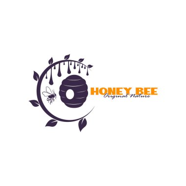 Bal arısı logosu tasarımı. Bal peteği tasarım vektör çizimi, marka için modern konsept