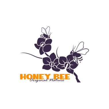 Bal arısı logosu tasarımı. Bal peteği tasarım vektör çizimi, marka için modern konsept