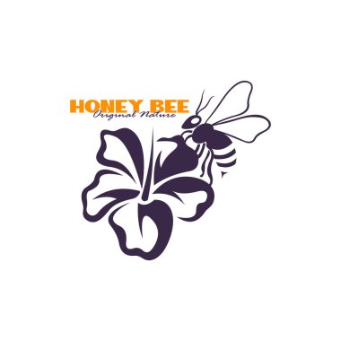 Bal arısı logosu tasarımı. Bal peteği tasarım vektör çizimi, marka için modern konsept