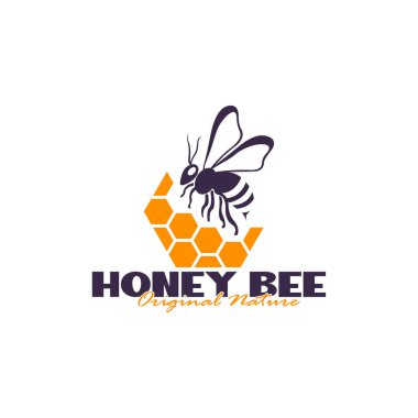 Bal arısı logosu tasarımı. Bal peteği tasarım vektör çizimi, marka için modern konsept