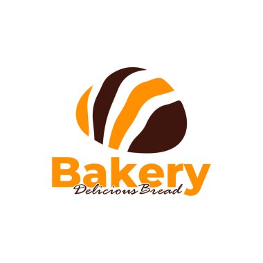 Pastanenin logo şablonu beyaz arkaplan tasarımı. Ekmek logosu vektör çizimi