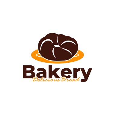Pastanenin logo şablonu beyaz arkaplan tasarımı. Ekmek logosu vektör çizimi