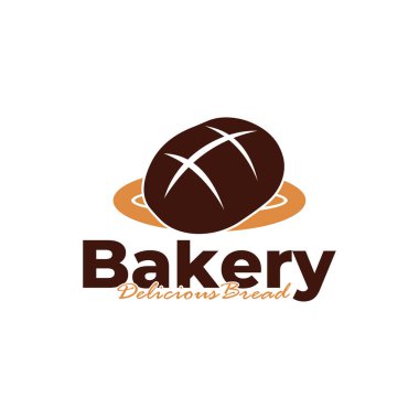 Pastanenin logo şablonu beyaz arkaplan tasarımı. Ekmek logosu vektör çizimi