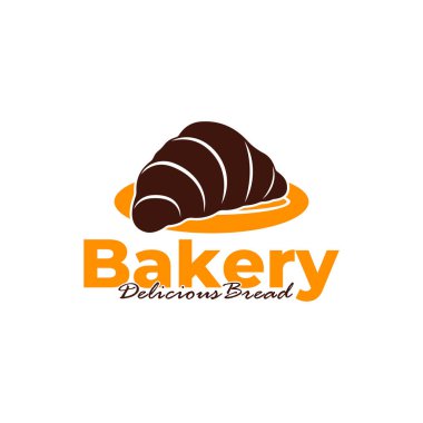 Pastanenin logo şablonu beyaz arkaplan tasarımı. Ekmek logosu vektör çizimi
