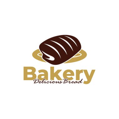 Pastanenin logo şablonu beyaz arkaplan tasarımı. Ekmek logosu vektör çizimi