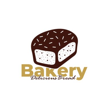 Pastanenin logo şablonu beyaz arkaplan tasarımı. Ekmek logosu vektör çizimi