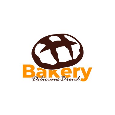 Pastanenin logo şablonu beyaz arkaplan tasarımı. Ekmek logosu vektör çizimi
