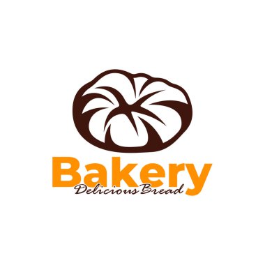 Pastanenin logo şablonu beyaz arkaplan tasarımı. Ekmek logosu vektör çizimi