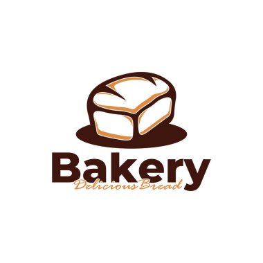 Pastanenin logo şablonu beyaz arkaplan tasarımı. Ekmek logosu vektör çizimi