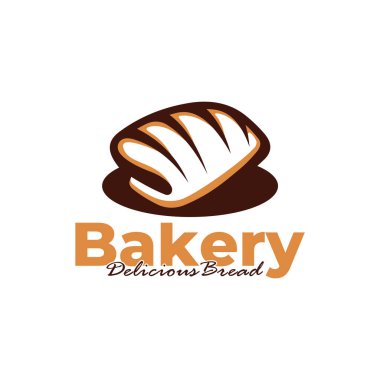 Pastanenin logo şablonu beyaz arkaplan tasarımı. Ekmek logosu vektör çizimi