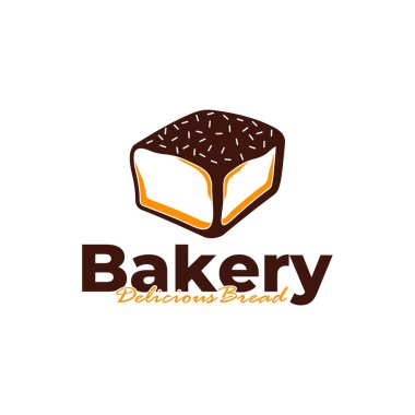Pastanenin logo şablonu beyaz arkaplan tasarımı. Ekmek logosu vektör çizimi