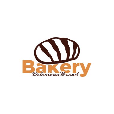 Pastanenin logo şablonu beyaz arkaplan tasarımı. Ekmek logosu vektör çizimi