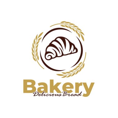 Pastanenin logo şablonu beyaz arkaplan tasarımı. Ekmek logosu vektör çizimi