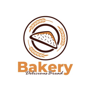 Pastanenin logo şablonu beyaz arkaplan tasarımı. Ekmek logosu vektör çizimi