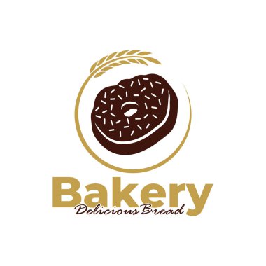 Pastanenin logo şablonu beyaz arkaplan tasarımı. Ekmek logosu vektör çizimi