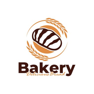 Pastanenin logo şablonu beyaz arkaplan tasarımı. Ekmek logosu vektör çizimi