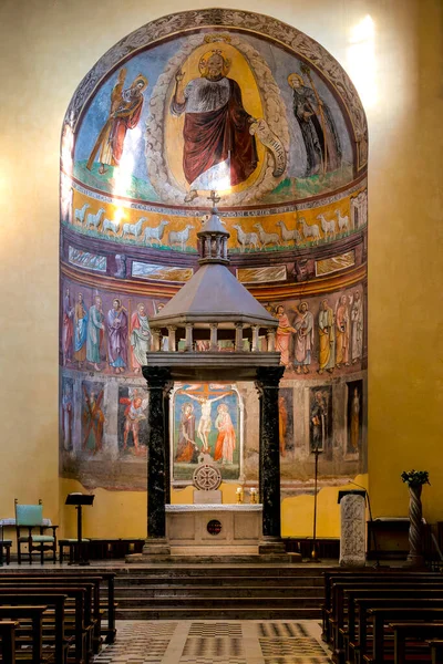Interieur Van Basiliek Van San Saba Rome Italië Stockafbeelding