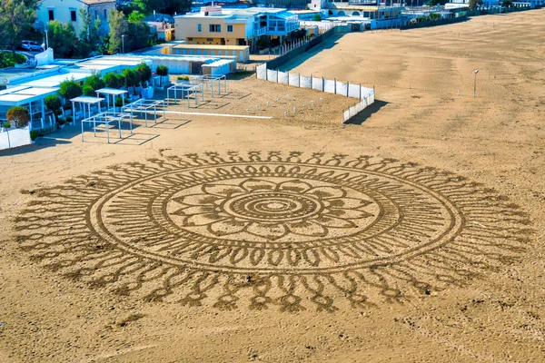 Mandala Pláži Pozemní Umělec Agostino Senese Termoli Itálie — Stock fotografie