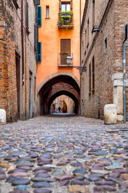 Via delle Volte, Ferrara, İtalya manzarası