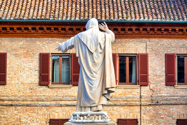 The monument to Girolamo Savonarola in Piazza Savonarola, Ferrara Italy