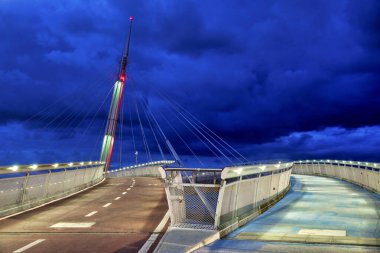 View of the Ponte del Mare (Sea Bridge) at night, Pescara, Italy