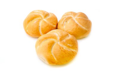 Austrian Kaiser roll on a white backgroun
