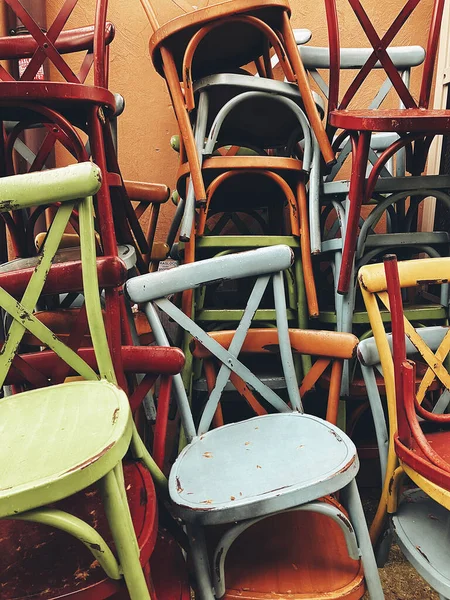 stock image Vintage photo of some old wooden chairs