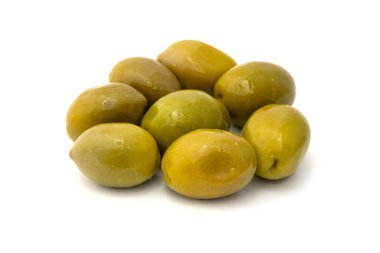 Beyaz arka planda Prasines Elies Chalkidikis zeytinleri