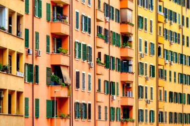 Facades of traditional roman apartment buildings, Rome, Italy