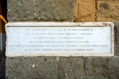 Kral 2. Umberto 'nun varlığının anısına 18 Şubat 1920' de Garbatella, Roma, İtalya 'da