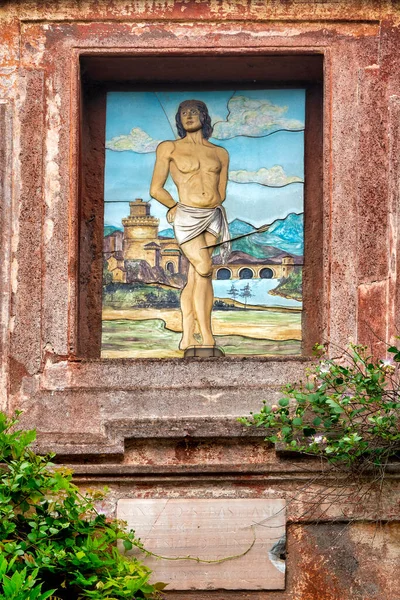 Pintura São Sebastião Entrada Igreja San Sebastiano Palatino Roma Itália Fotografia De Stock