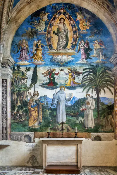 stock image Frescoes in the Bufalini Chapel depicting the life of  St. Bernardino of Siena in the Church of Santa Maria in Ara Coeli, Rome, Italy