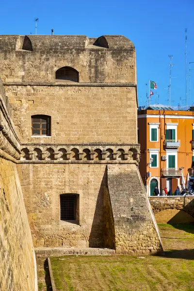 stock image View of the medieval walls of the Castello Normanno-Svevo in Bari, Italy.